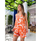 PIJAMA SHORT PETALOS NARANJA EMILLE