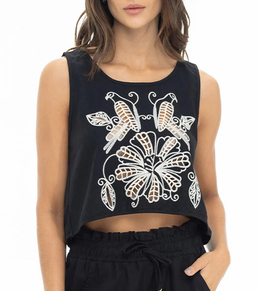CROP TOP NEGRO ART DECO MILONGA