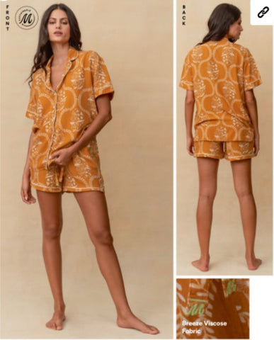 PIJAMA SHORT PT1015ZSS033 CARAMEL DAMASK SLUMBER MAAJI