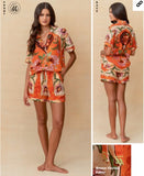 PIJAMA SHORT PT1015ZSS040 CHILI RED FLOWER SLUMBER MAAJI