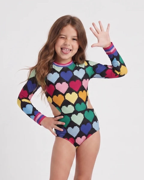 BIKINI NIÑA PIXEL HEART RASHGUARD QUAQUAK